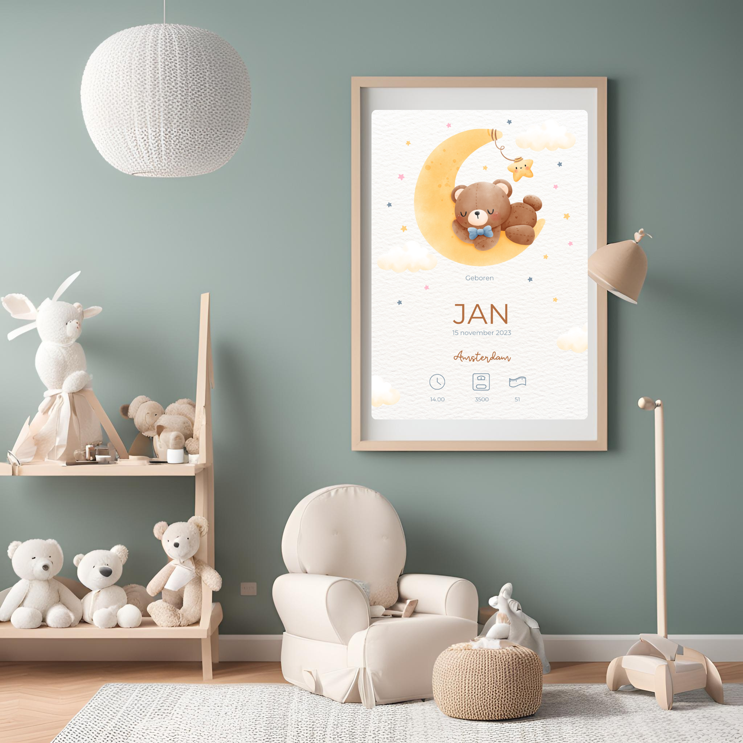 Geboorteposter Jongens Maan