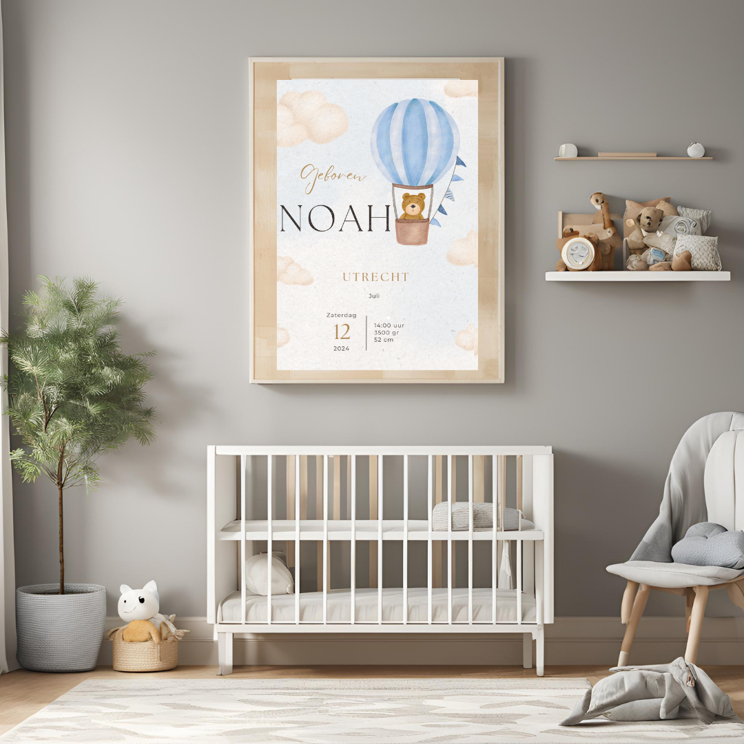 Geboorteposter Jongens Luchtballon