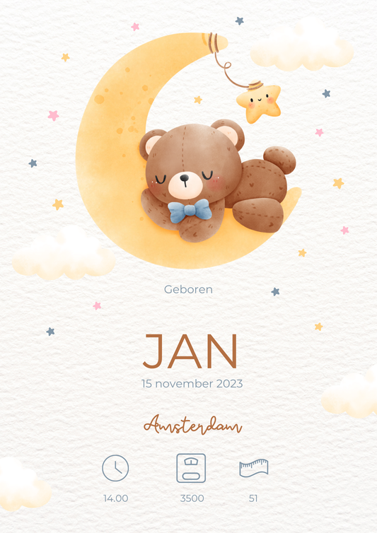 Geboorteposter Jongens Maan