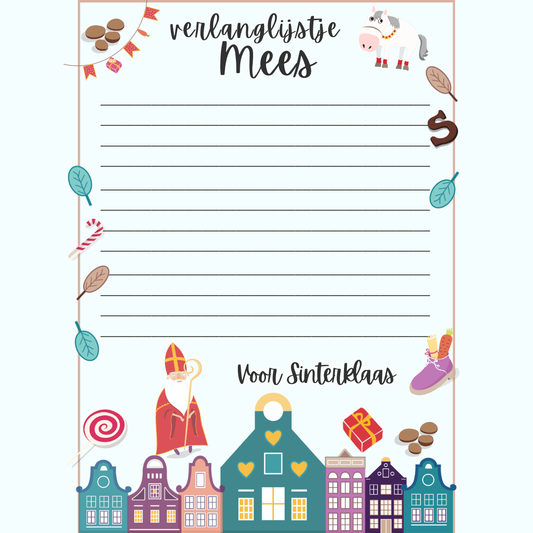 Gepersonaliseerd verlanglijstje Sinterklaas Jongen